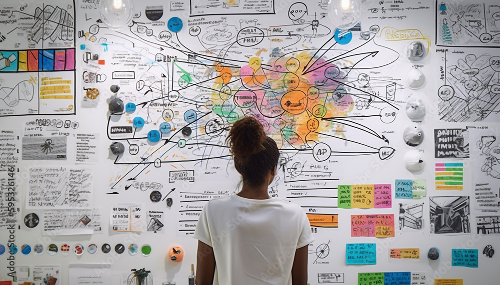 Businessmen and women brainstorming new marketing ideas indoors generated by AI Businessmen and women brainstorming new marketing ideas indoors generated by AI