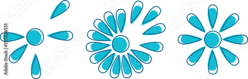 chamomile flowers and petals, vector natural icons