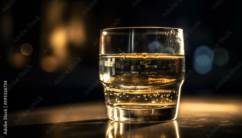 Luxury whiskey in glass, backlit with flame generated by AI Luxury whiskey in glass, backlit with flame generated by AI