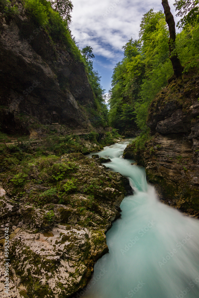 View of Vintgar gorge walk in Slovenia View of Vintgar gorge walk in Slovenia
