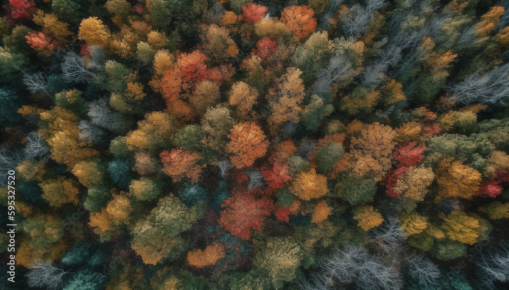 Vibrant colors of autumn leaves in meadow generated by AI