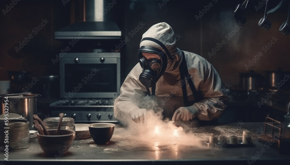 Caucasian man in protective workwear holding metal generated by AI Caucasian man in protective workwear holding metal generated by AI