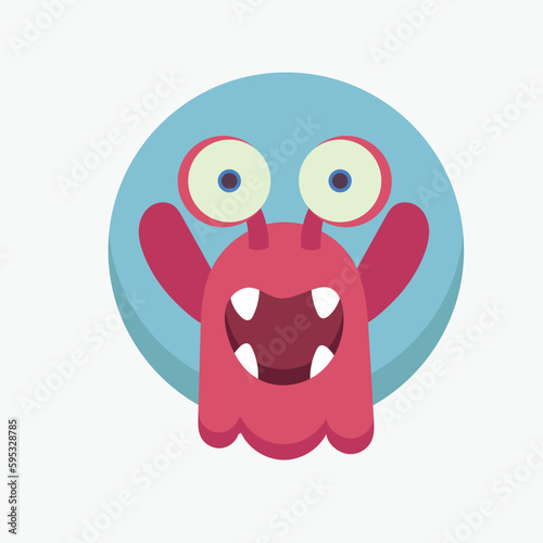 cute and funny colorful monster for halloween with big open mouth as copy space