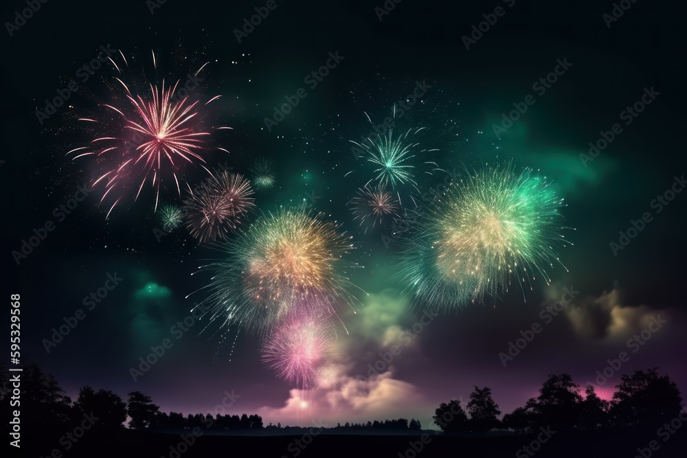 colourful fireworks at night