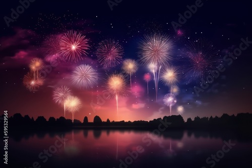 colourful fireworks at night