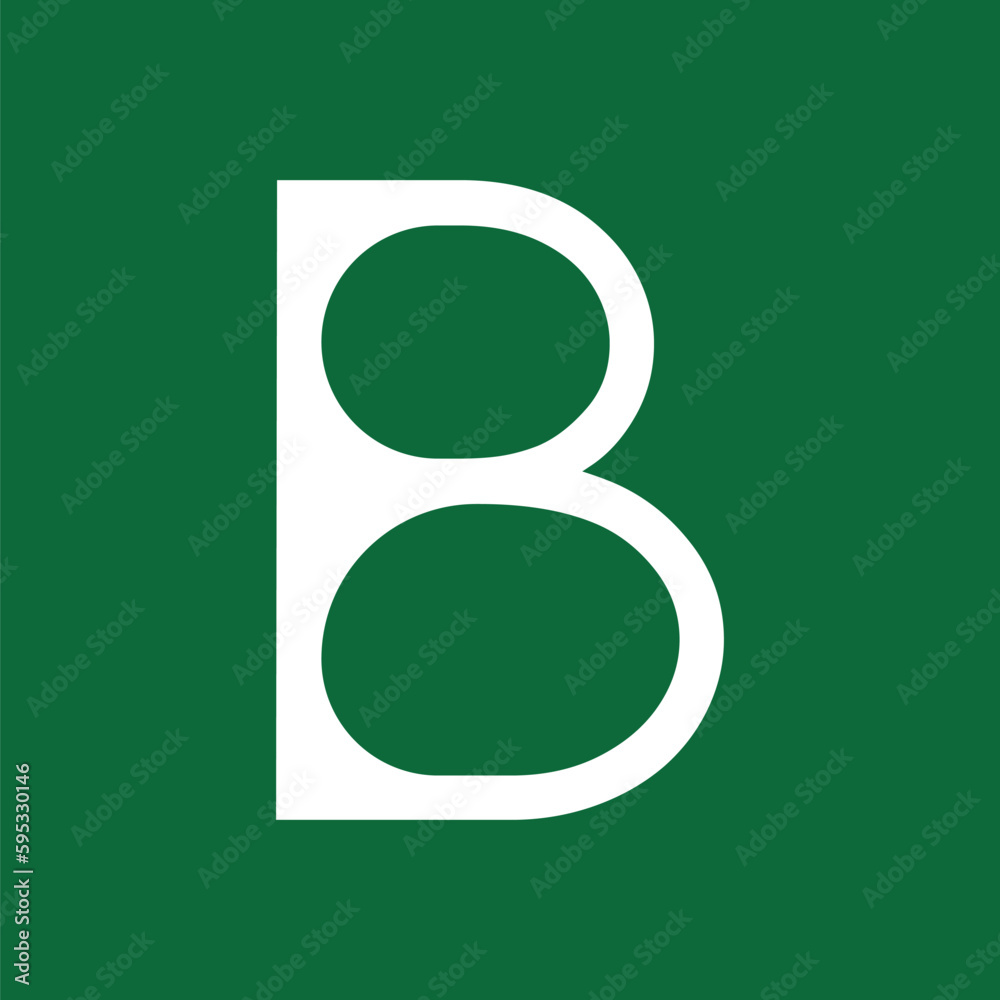 Letter B typography logo design template element. Use for logo, symbol, sign, identity of the company. White letter B text t-shirt vector design on green background. Letter B typography logo design template element. Use for logo, symbol, sign, identity of the company. White letter B text t-shirt vector design on green background.