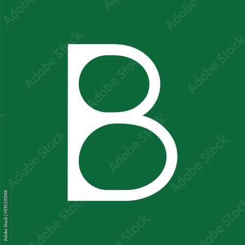Letter B typography logo design template element. Use for logo, symbol, sign, identity of the company. White letter B text t-shirt vector design on green background. 