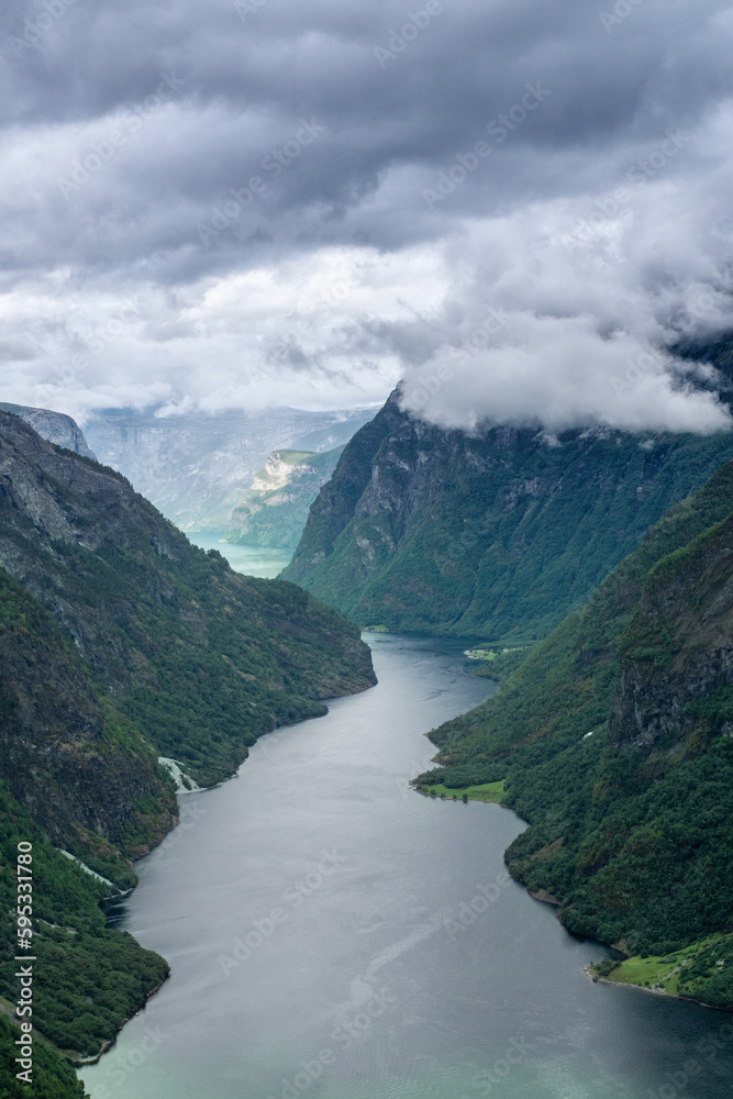 Landscape with beautiful Norway nature- fjord Sognefjord.
