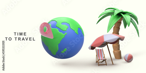 3d realistic concept in - time to travel. Vector illustration.