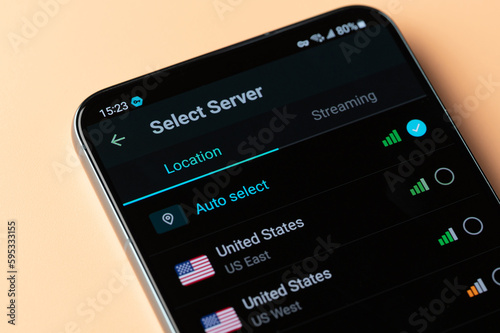 Select Server Location in VPN app