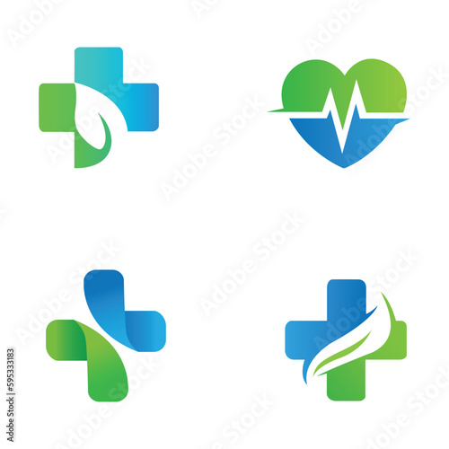 Green And Blue Color Health Care Abstract Logo Design.