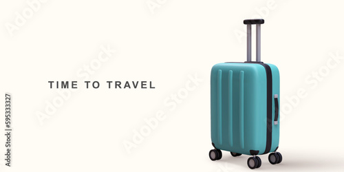 3D realistic travel trolley bag. Vector illustration.