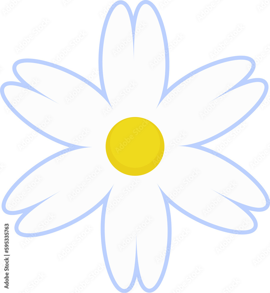 Daisy flower illustration. White chamomile cartoon retro design. Daisy flower illustration. White chamomile cartoon retro design.