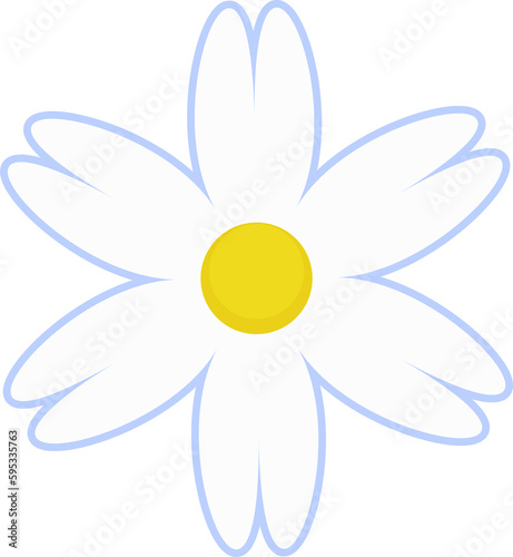 Daisy flower illustration. White chamomile cartoon retro design.