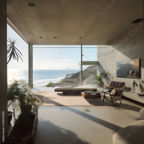 a modern beach house living room.