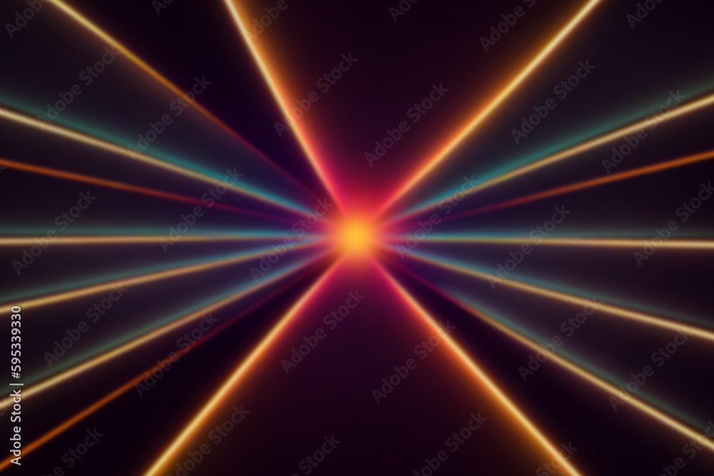 Obraz premium Neon lights retro cyberpunk lasers and light overlays isolated on black background