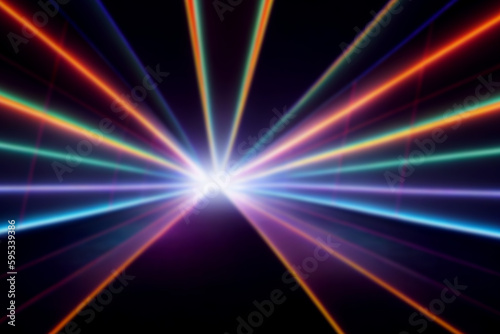 Neon lights retro cyberpunk lasers and light overlays isolated on black background
