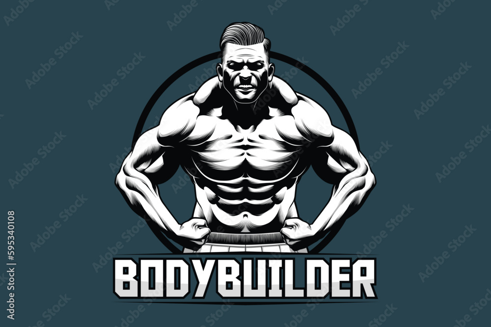 Bodybuilder Flexing His Muscular Body Bodybuilder Flexing His Muscular Body