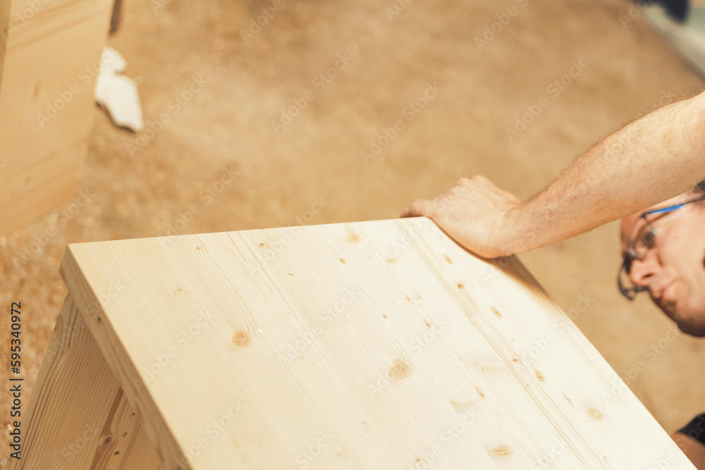 Handmade pieces crafted in blurred workshop background