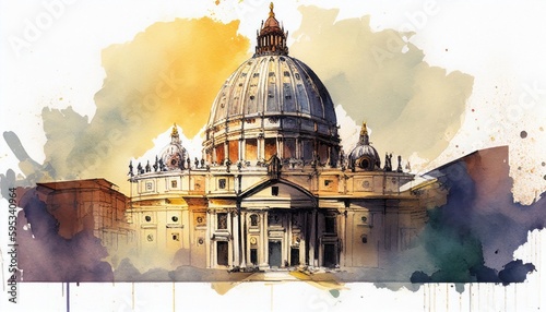 Vatican in watercolor style by Generative AI