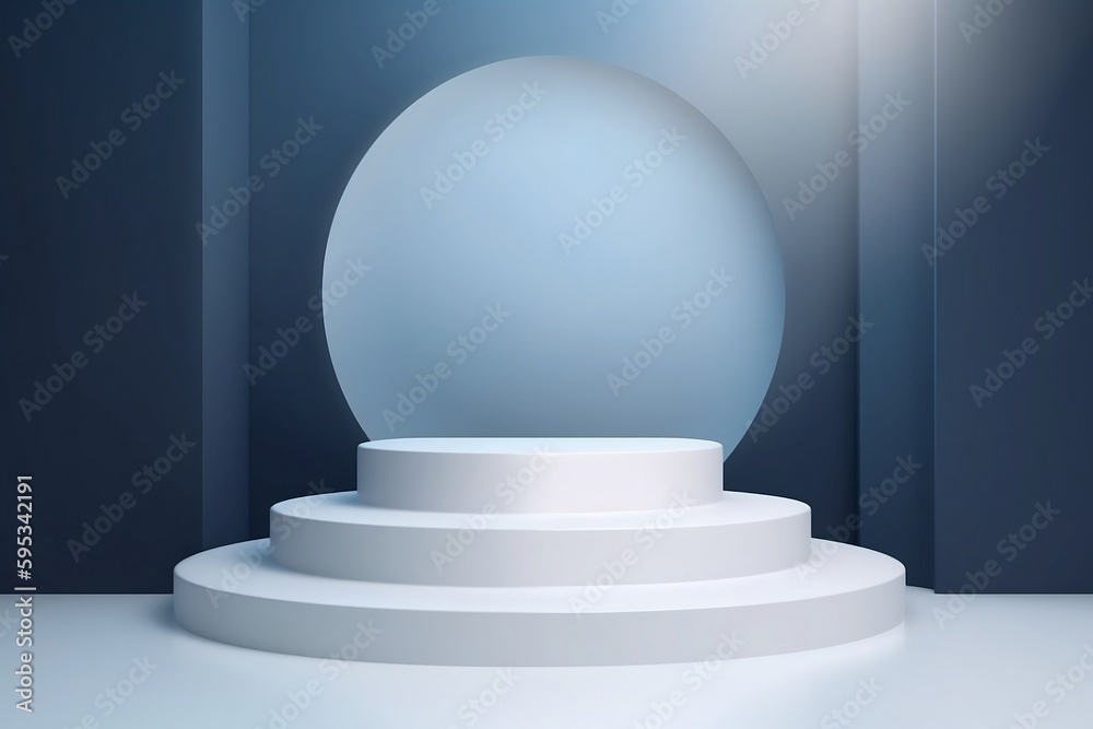 Fototapeta premium Stage pedestal or platform mock up illustrations. abstract scene background. Generative AI