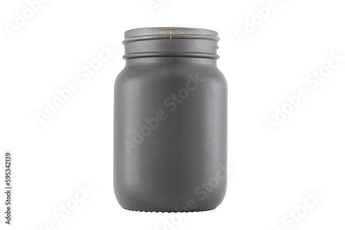 Black glass scented candle jar mockup isolated on white background