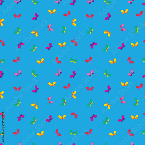 seamless pattern of a kaleidoscope of small colorful illustrated butterflies swarming