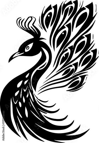 Peacock - Minimalist and Flat Logo - Vector illustration