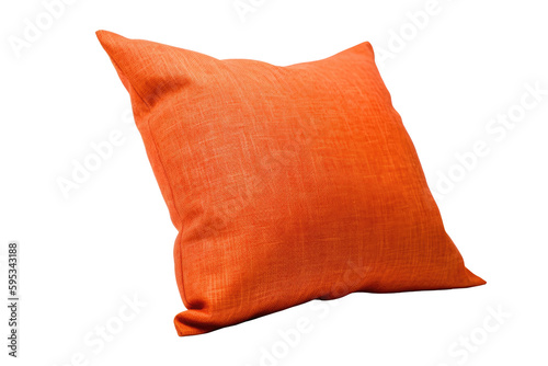 Orange Cushion On Isolated Transparent Background, Png. Generative AI photo