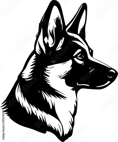 German Shepherd | Black and White Vector illustration