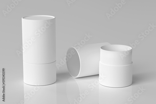 Blank White Cylinder Packaging Cardboard Box Mockup - 3D Illustration