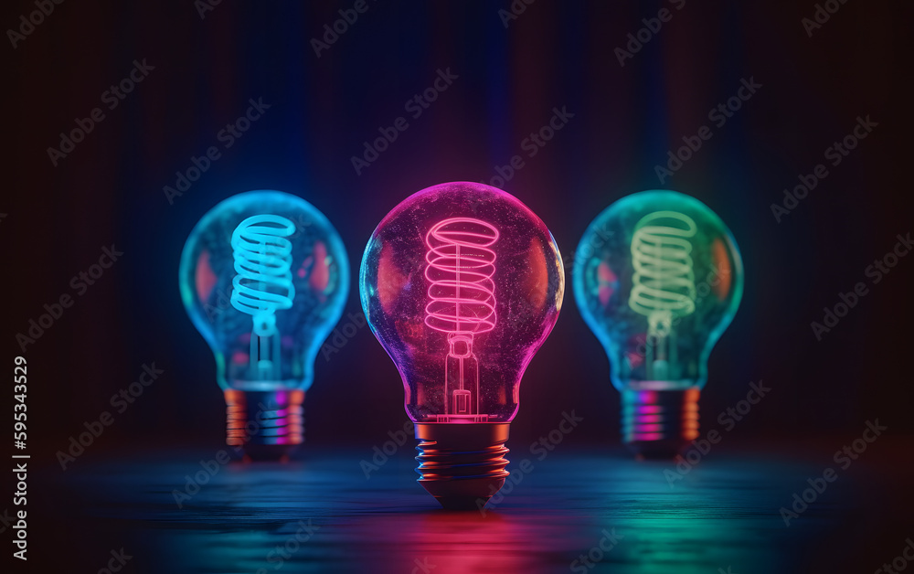 RGB idea lamp, industrial style, ai generated RGB idea lamp, industrial style, ai generated