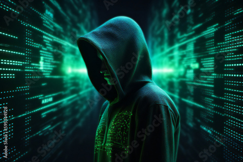 Cyber attacks by a faceless hacker in a dark hoodie: advanced cybersecurity strategies to stay one step ahead