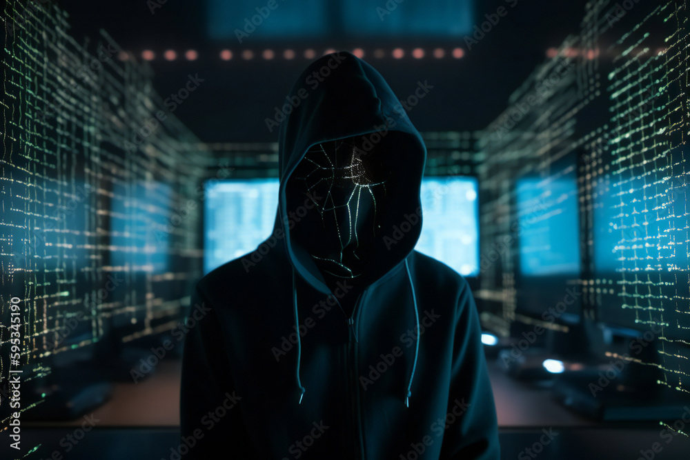 Faceless hacker in the dark hoodie: advanced cybersecurity for protecting against their cyber attacks Faceless hacker in the dark hoodie: advanced cybersecurity for protecting against their cyber attacks