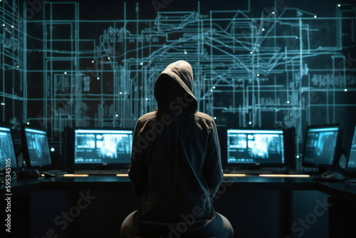 Advanced cybersecurity measures for responding to the cyber attacks of a faceless hacker in a dark hoodie and minimizing damage