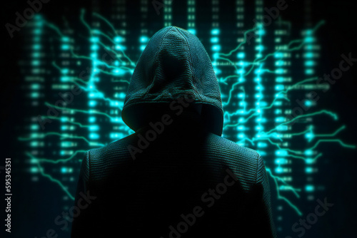 Faceless hacker in the dark hoodie: advanced cybersecurity for protecting your network and data