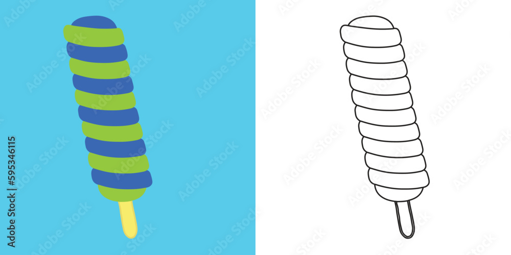Coloring page fruity ice cream popsicle. Coloring book for children ...