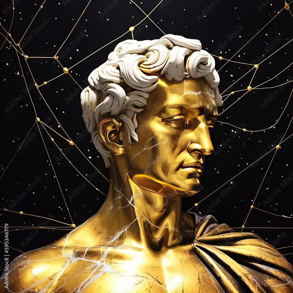 Une sculpture en marbre, statue d'une personne stoïcienne grecque ou