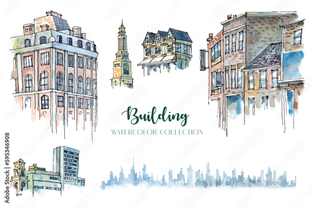 Building watercolor collection 
