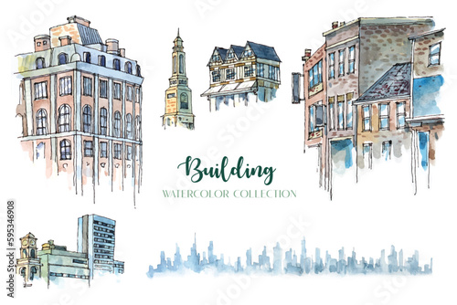 Building watercolor collection 