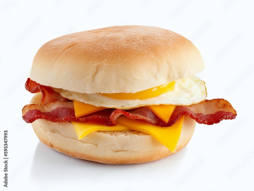 Sandwich with bacon, cheese and egg on a white background Sandwich with bacon, cheese and egg on a white background