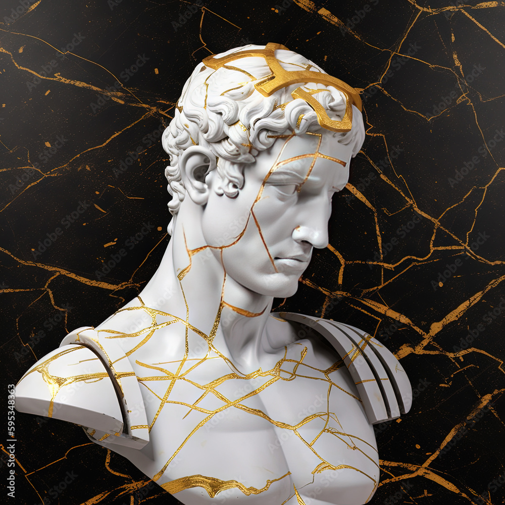 Une sculpture en marbre, statue d'une personne stoïcienne grecque ou