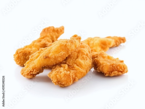 Crispy fried chicken on white background.