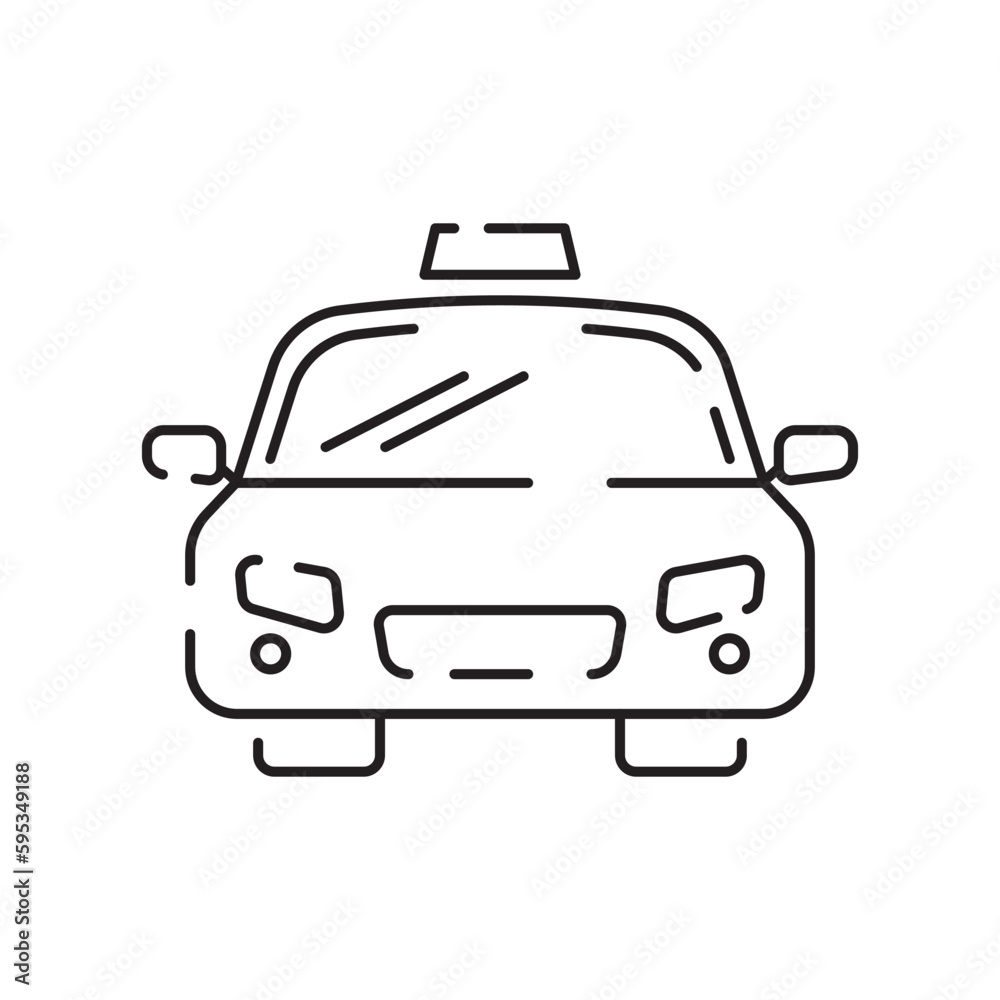 Public Transport Related taxi car Vector Line Icon. Traffic sign or symbol. Editable Stroke and travel