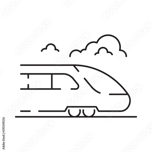 Public Transport Related train and fast train Vector Line Icon. Traffic sign or symbol. Editable Stroke and travel