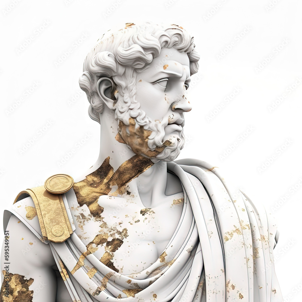 Une sculpture en marbre, statue d'une personne stoïcienne grecque ou