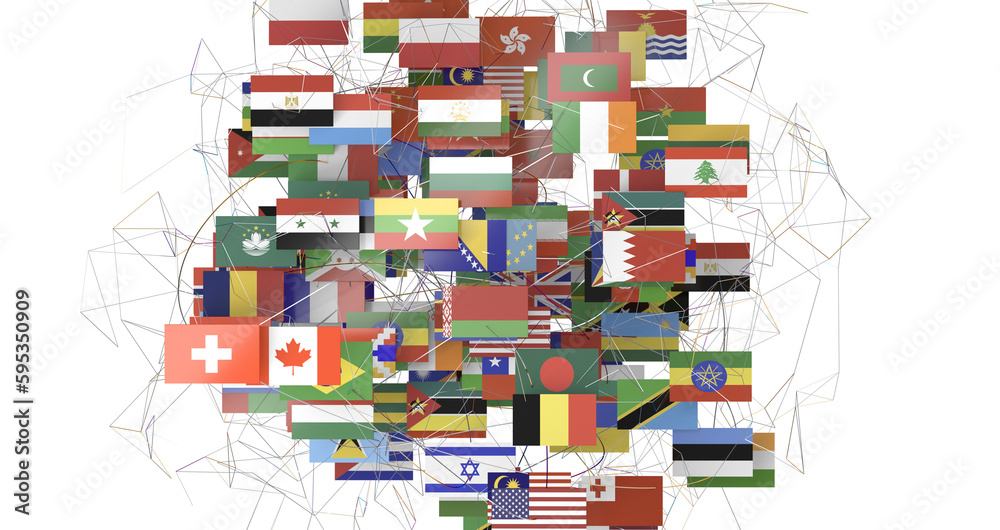 Obraz premium World map with all states and their flags