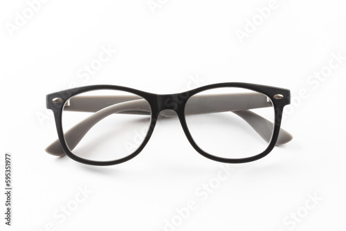 Glasses for vision with transparent glasses, isolated on a white background.