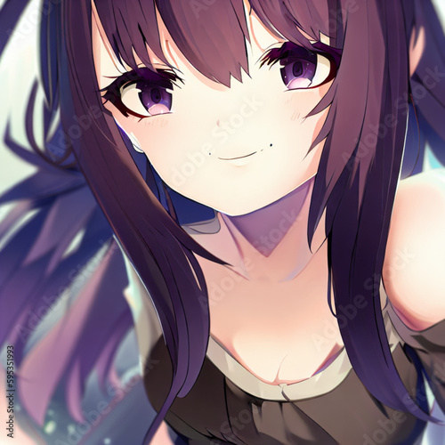 anime girl looking straight ahead, Generative AI