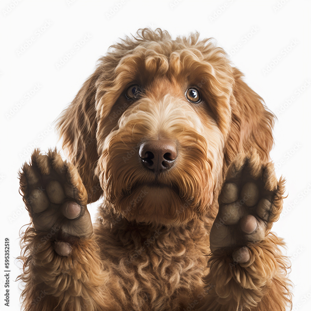 Young Labradoodle dog on white background AI Generated photo